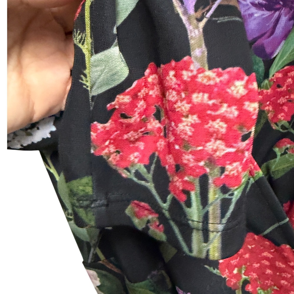 Alice + Olivia Millicent Wrap Dress Black Floral Butterfly Long Sleeve Mini 10 - Picture 10 of 15